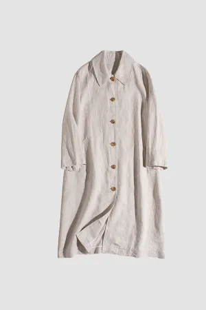 Daisy Linen Classic Collar Buttoned Coat