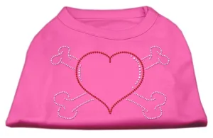 Heart and Crossbones Rhinestone Shirts Bright Pink XXXL(20)