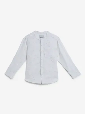 HOP Kids White Self-Patterned Shirt