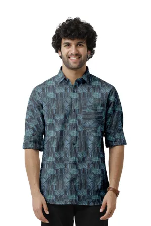 Miami - Blue Printed Casual Shirts for Men | Ariser