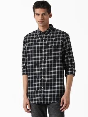 WES Casuals Black & White Checked Relaxed-Fit Shirt