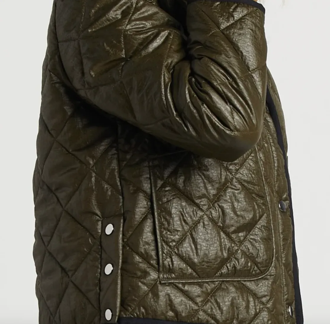 Adroit Shelby Short Quilted Hooded Jacket Army Green