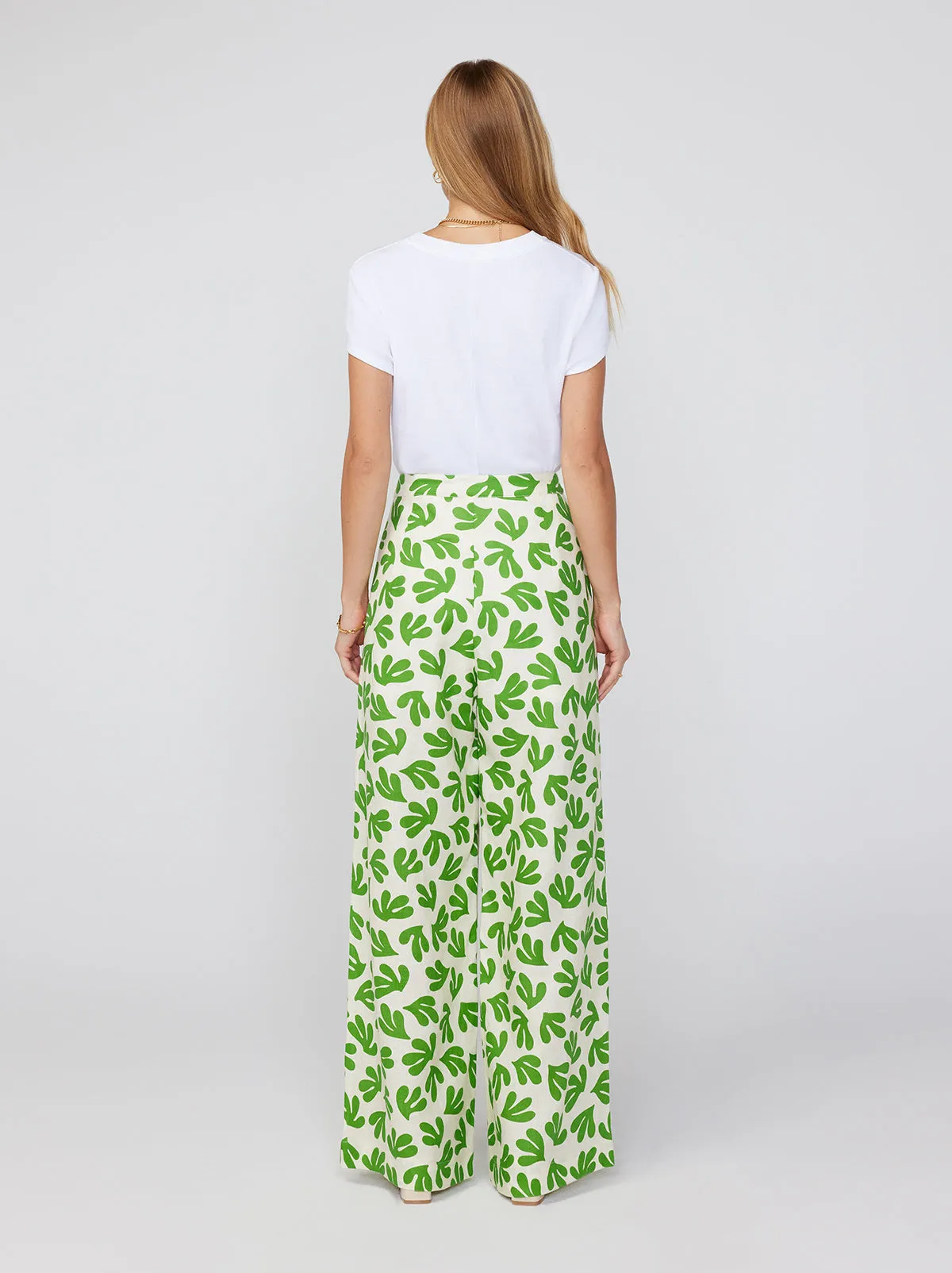 Angelina Leaf Print Wide Leg Trousers