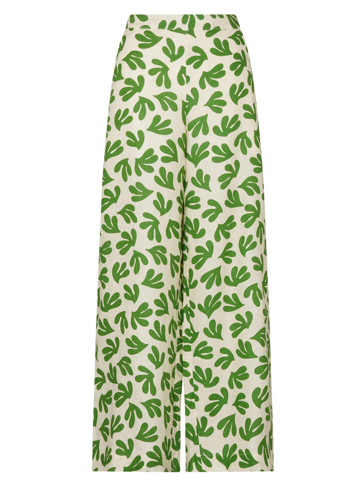 Angelina Leaf Print Wide Leg Trousers