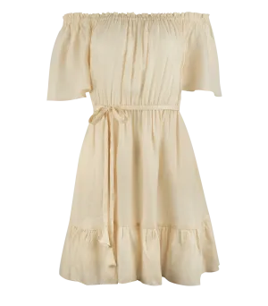 Aphrodite Off Shoulder Puff Sleeve Short Dress Cream