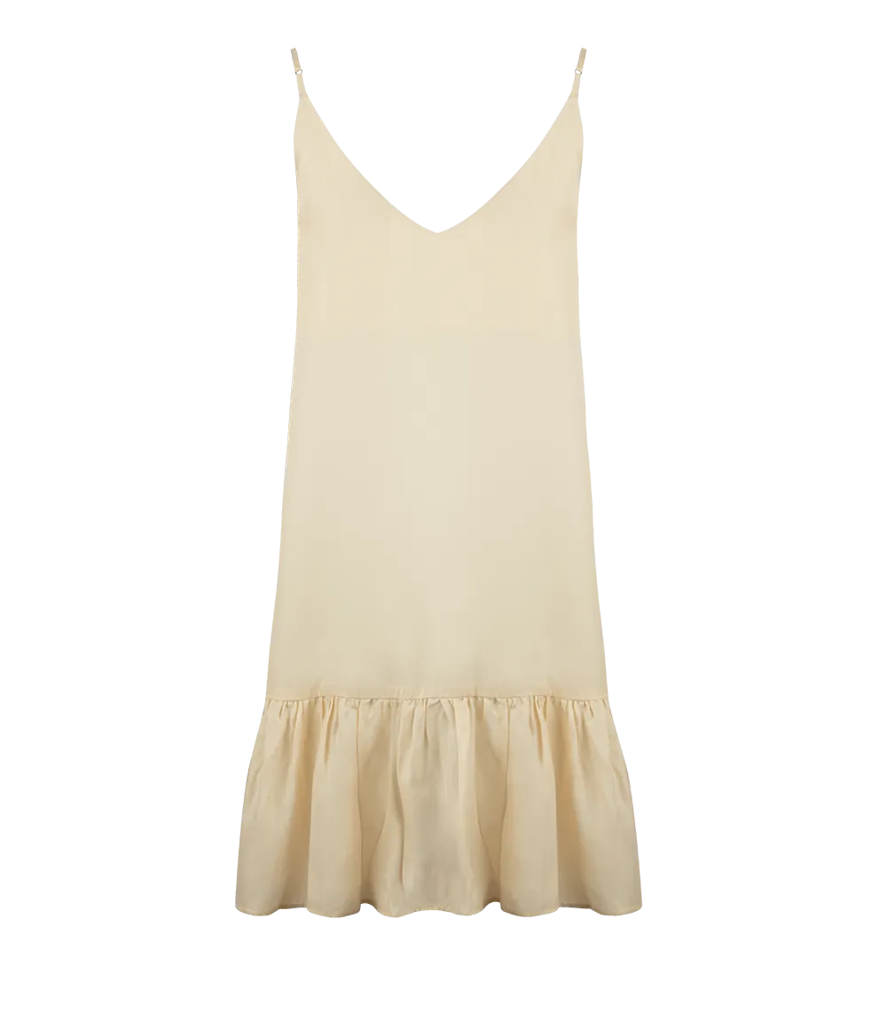 Ariadne Strap Short Frill Dress Cream