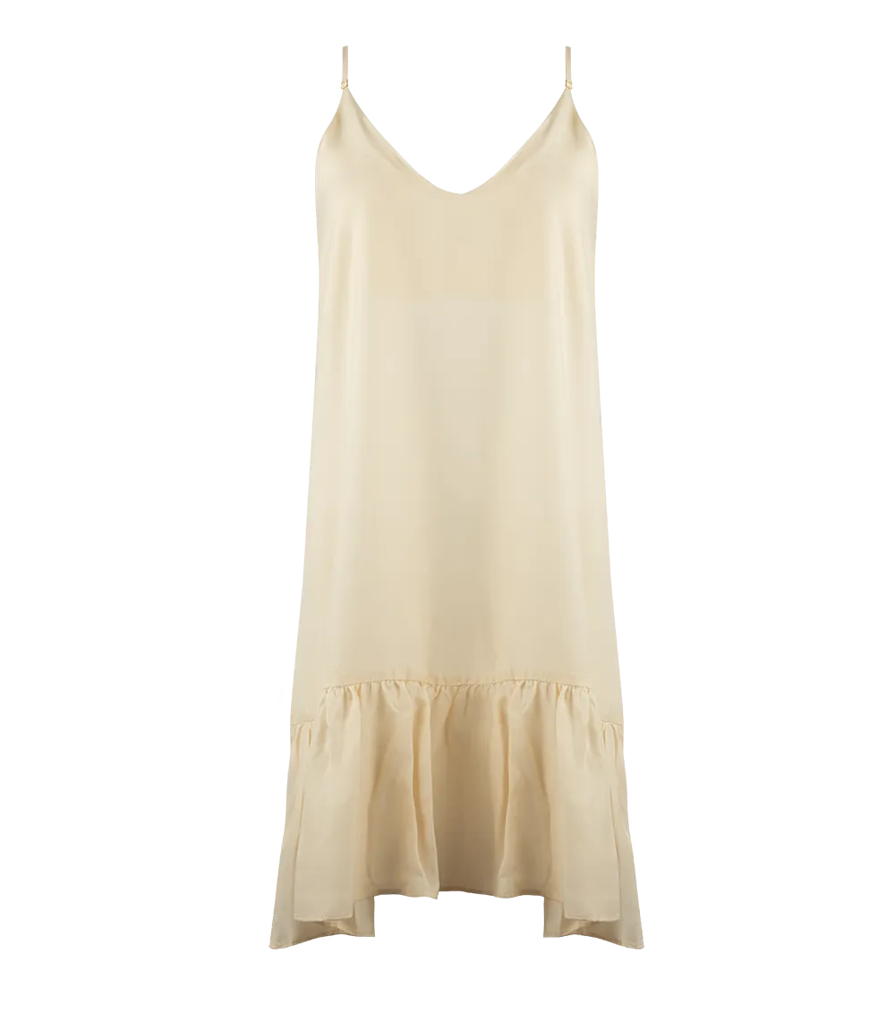 Ariadne Strap Short Frill Dress Cream