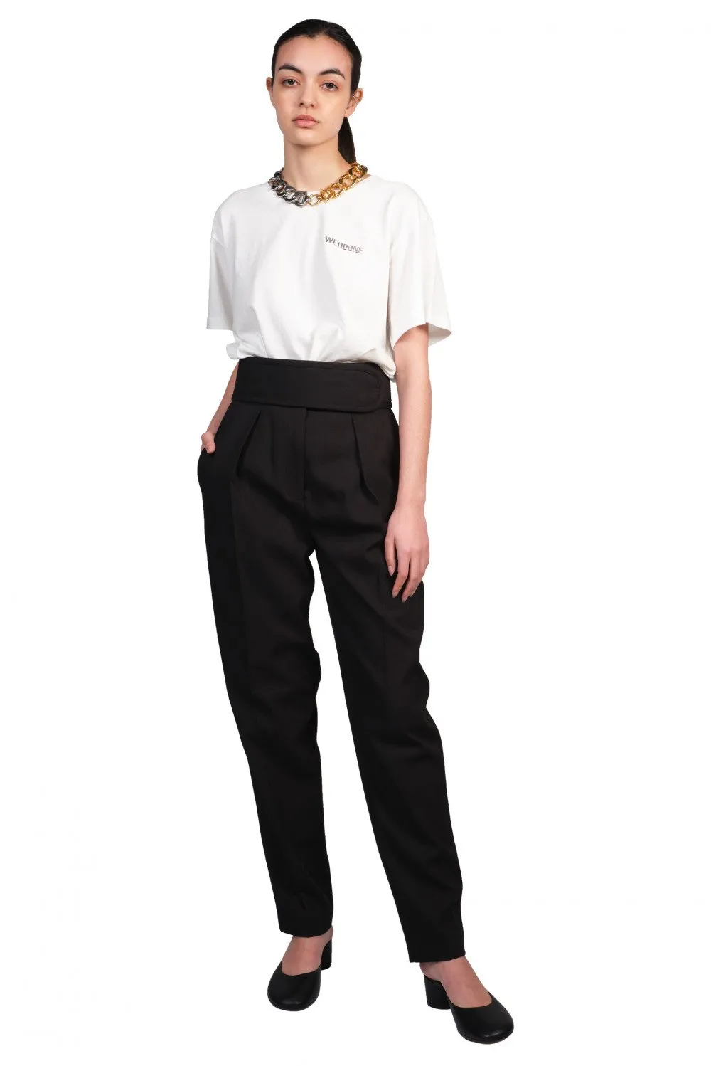 Black Velcro Belt Trousers