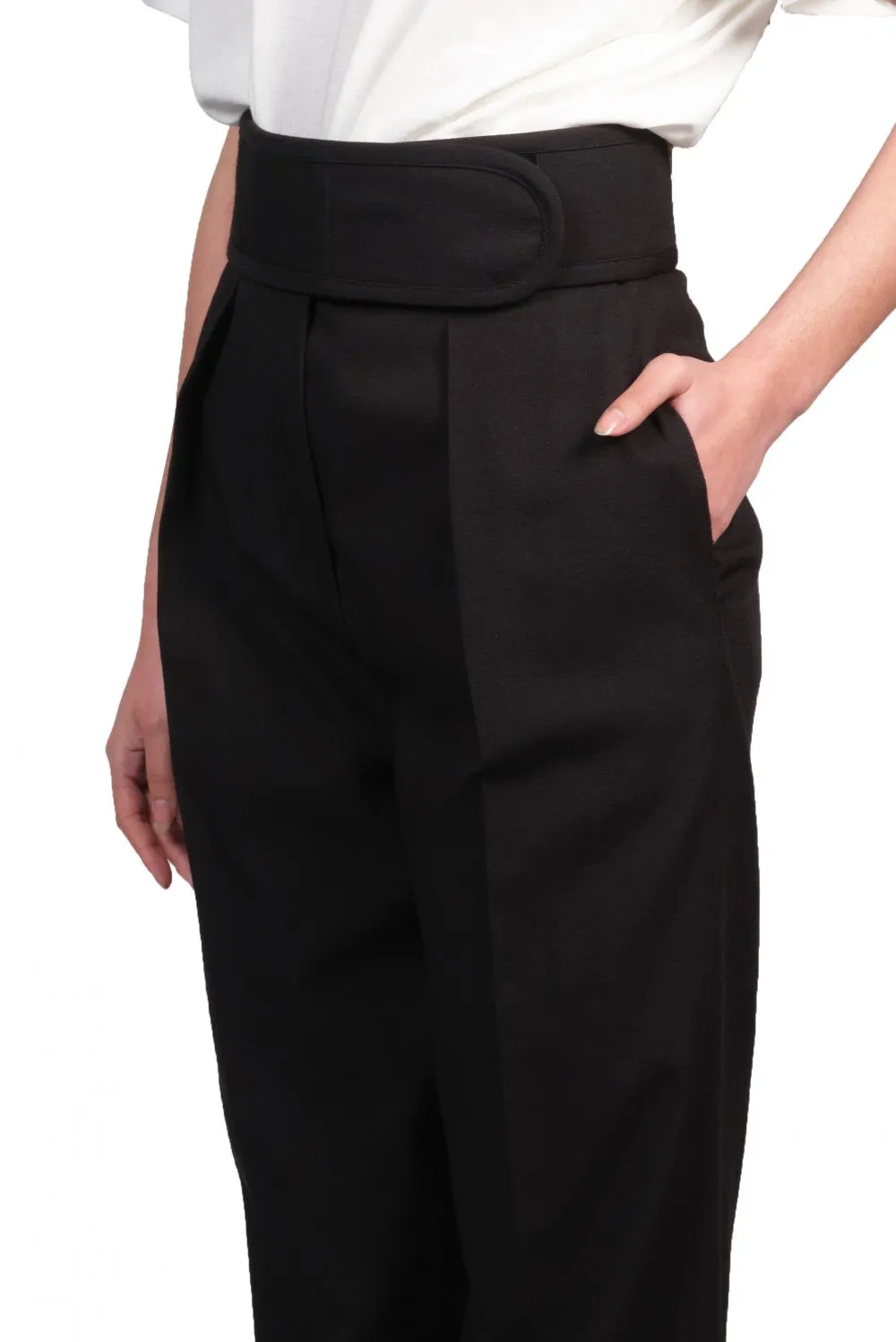 Black Velcro Belt Trousers