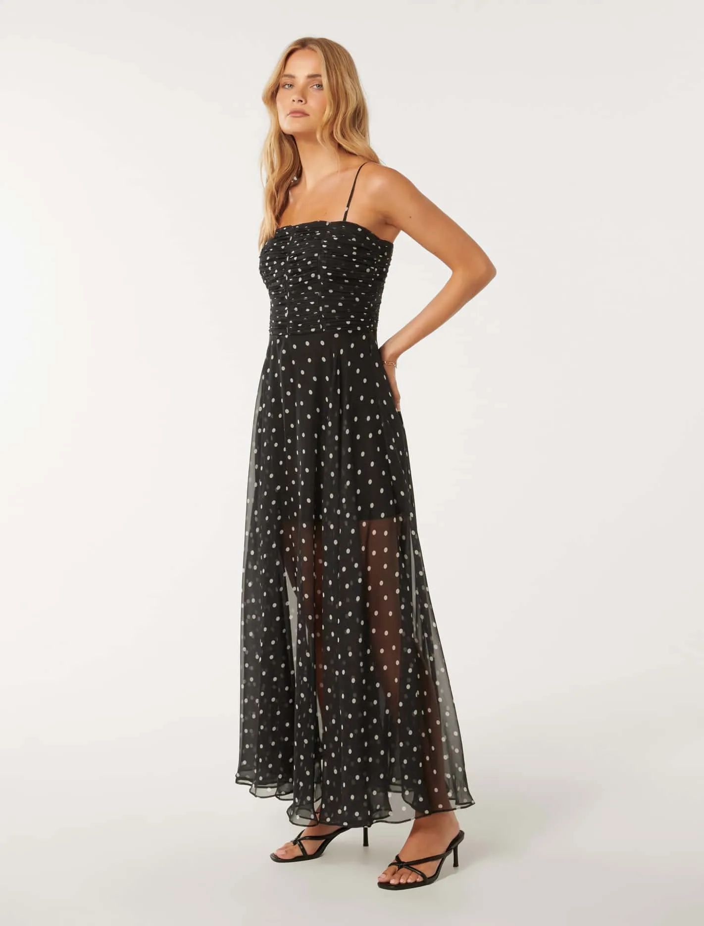 Sheer Maxi Dress with Brandy Skirt - Elegant & Flowing