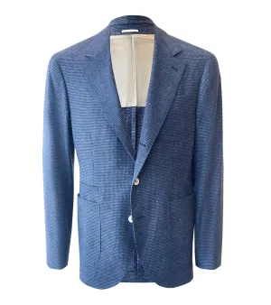 BRUNELLO CUCINELLI Blue Houndstooth Check Sport Coat