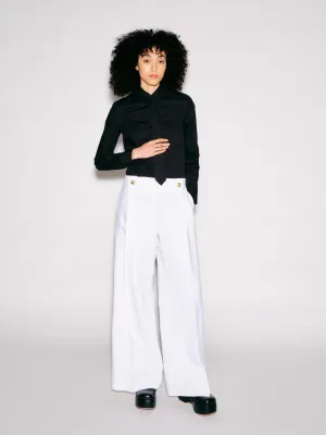 BUTTON PLEAT PANT - WOOL SCUBA