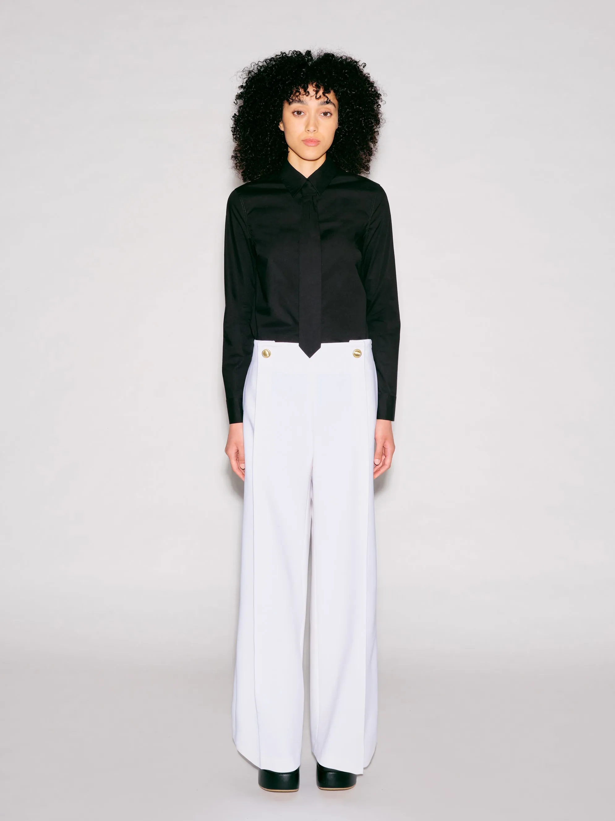 BUTTON PLEAT PANT - WOOL SCUBA