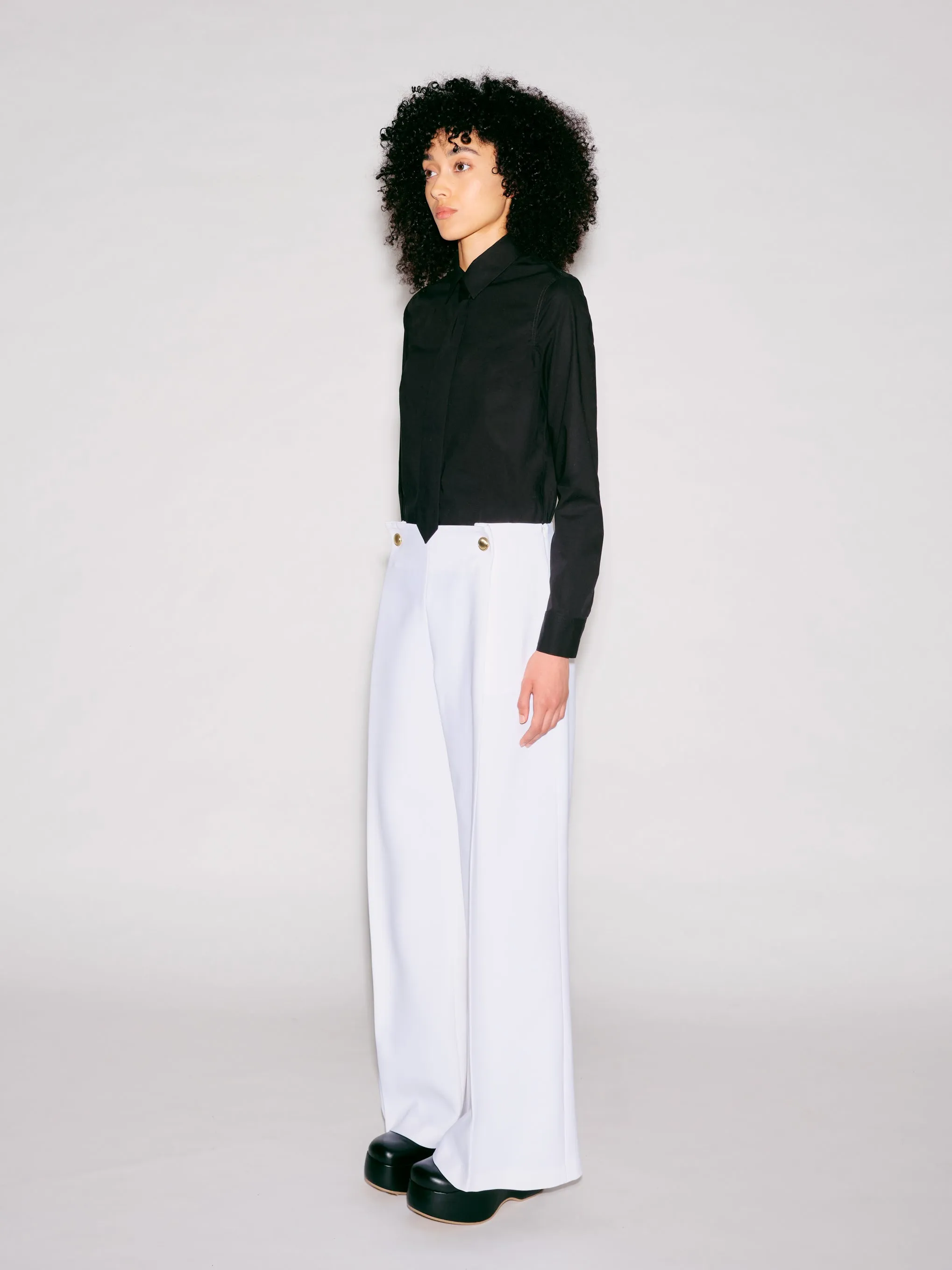 BUTTON PLEAT PANT - WOOL SCUBA