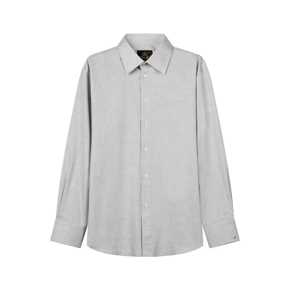 Casual Slim Cotton Korean Fashion Plain Gray Shirt for Men