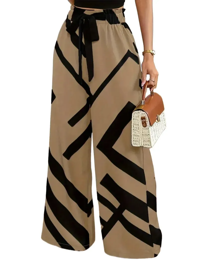 Casual Striped Wide Leg Pants