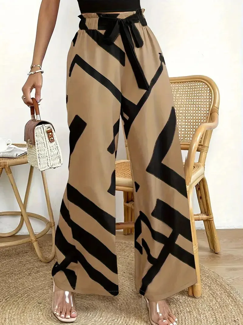 Casual Striped Wide Leg Pants