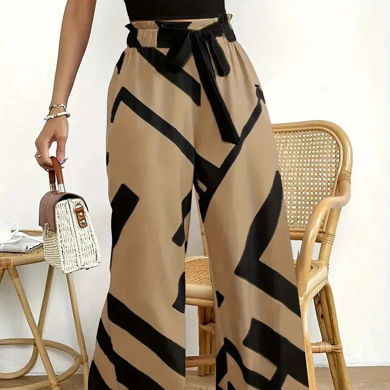 Casual Striped Wide Leg Pants