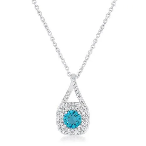 Christal 1.2ct Aqua CZ Rhodium Classic Necklace