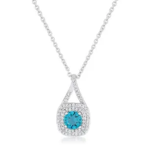 Christal 1.2ct Aqua CZ Rhodium Classic Necklace