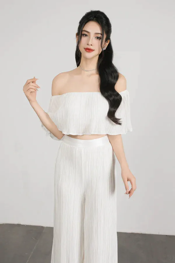 Cleolia Pleated Pants in White