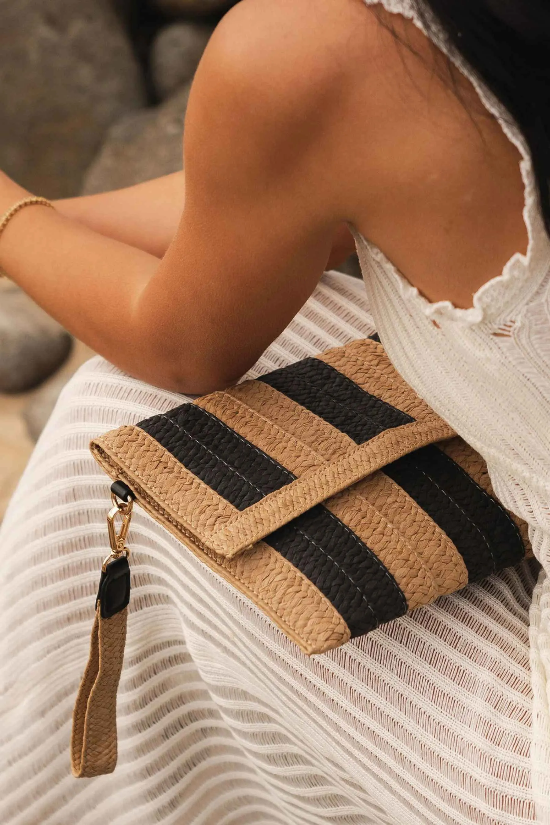 Coco Clutch | Natural Black Stripe