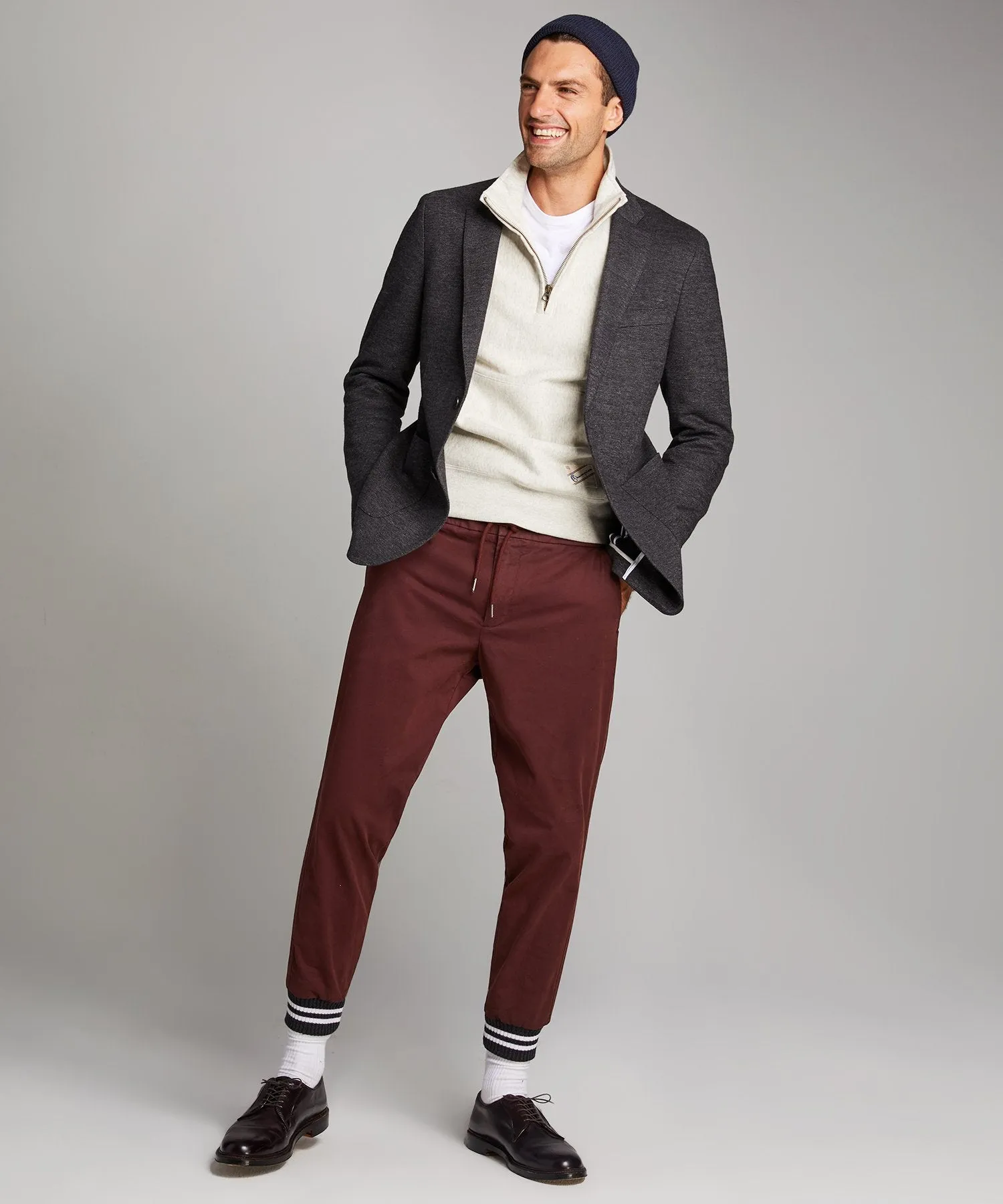 Cotton Chino Jogger in Deep Burgundy