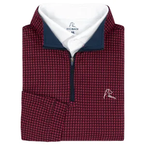 Dogstooth Houndstooth Jacquard Performance Q-Zip | The Dogstooth Houndstooth - Maroon/Fleet Navy