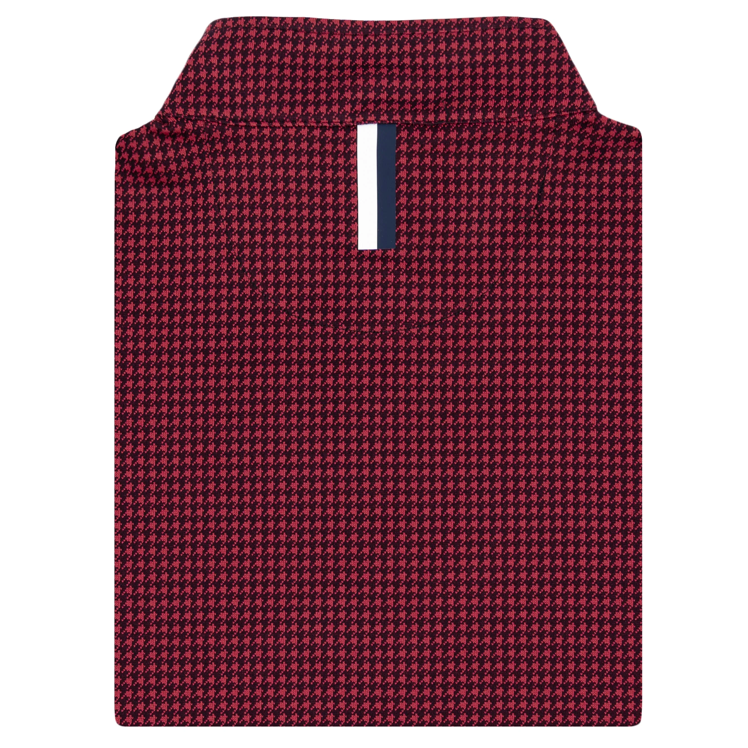 Dogstooth Houndstooth Jacquard Performance Q-Zip | The Dogstooth Houndstooth - Maroon/Fleet Navy