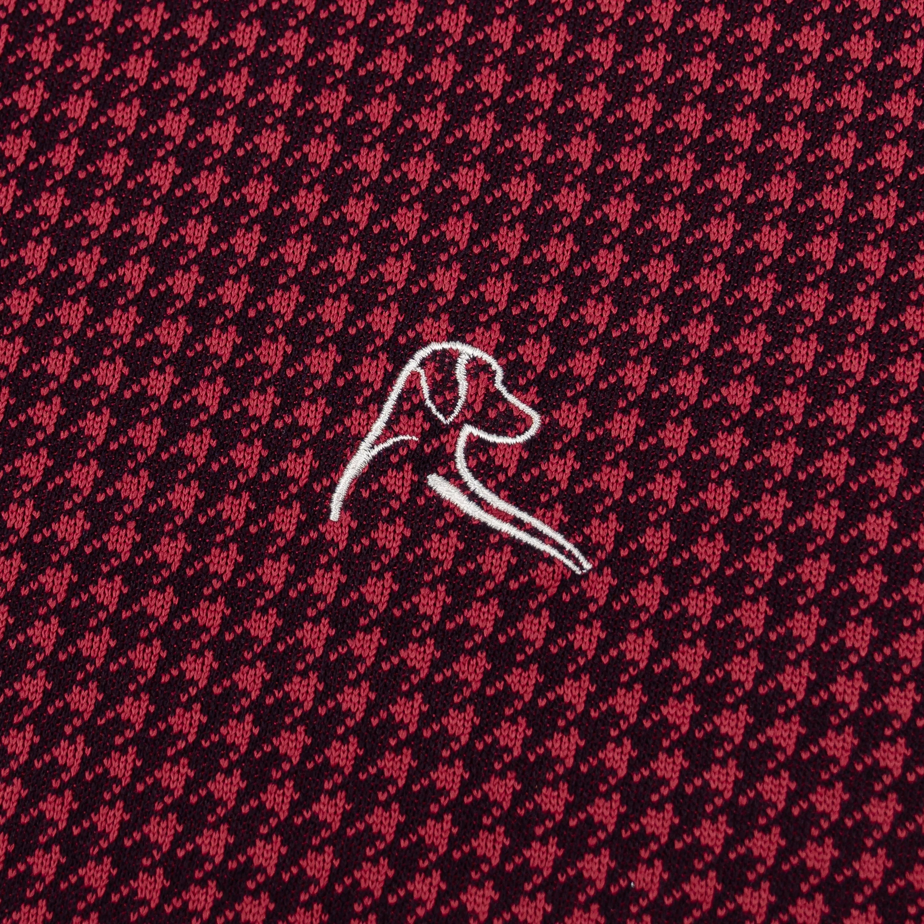 Dogstooth Houndstooth Jacquard Performance Q-Zip | The Dogstooth Houndstooth - Maroon/Fleet Navy