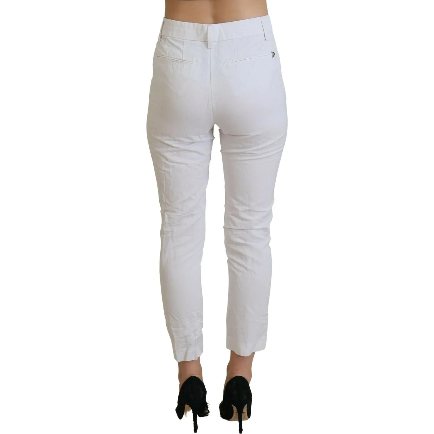 Dondup Elegant High Waist Tapered White Pants