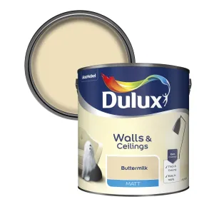 Dulux Matt Emulsion Paint For Walls And Ceilings - Buttermilk 2.5L