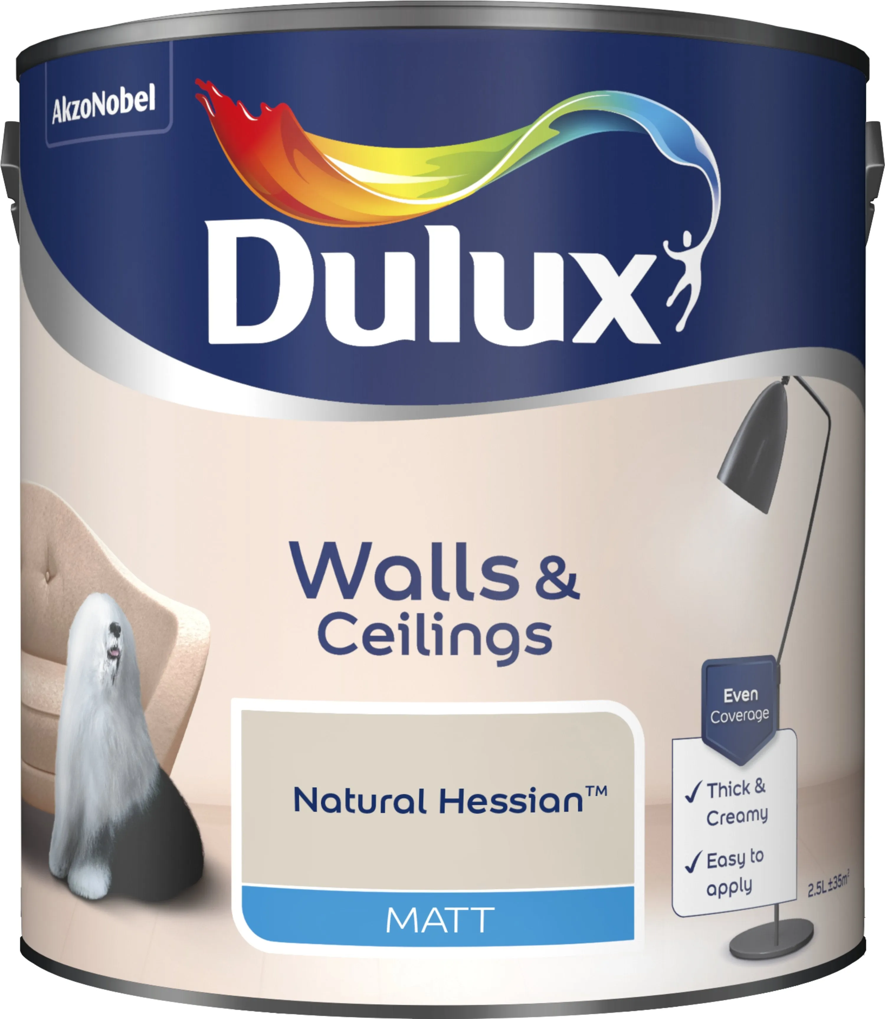 Dulux Matt Emulsion Paint For Walls And Ceilings - Natural Hessian 2.5L