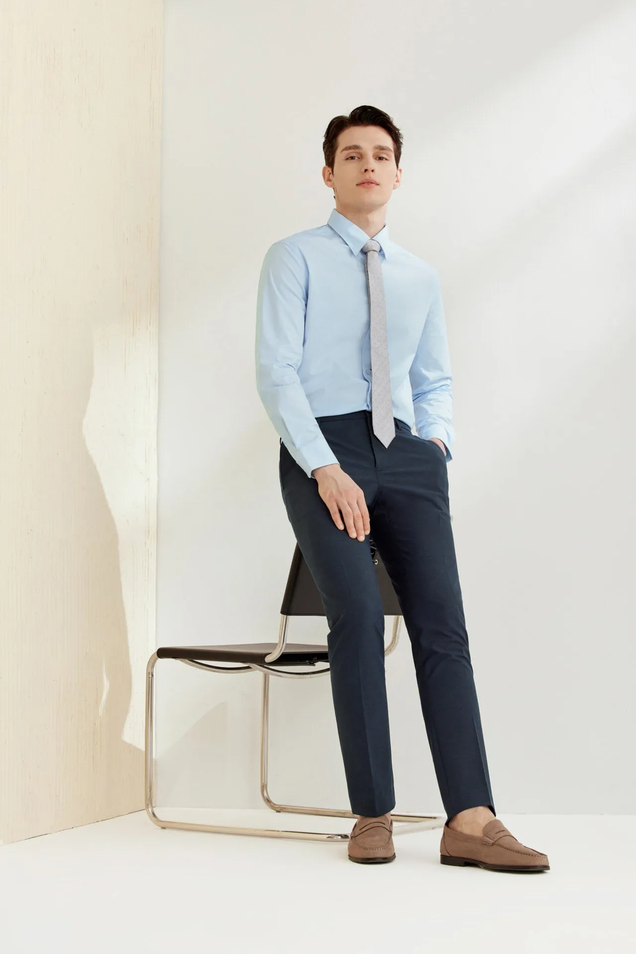 Easy Care Stretch Poplin Shirt in Smart Fit Classic Collar