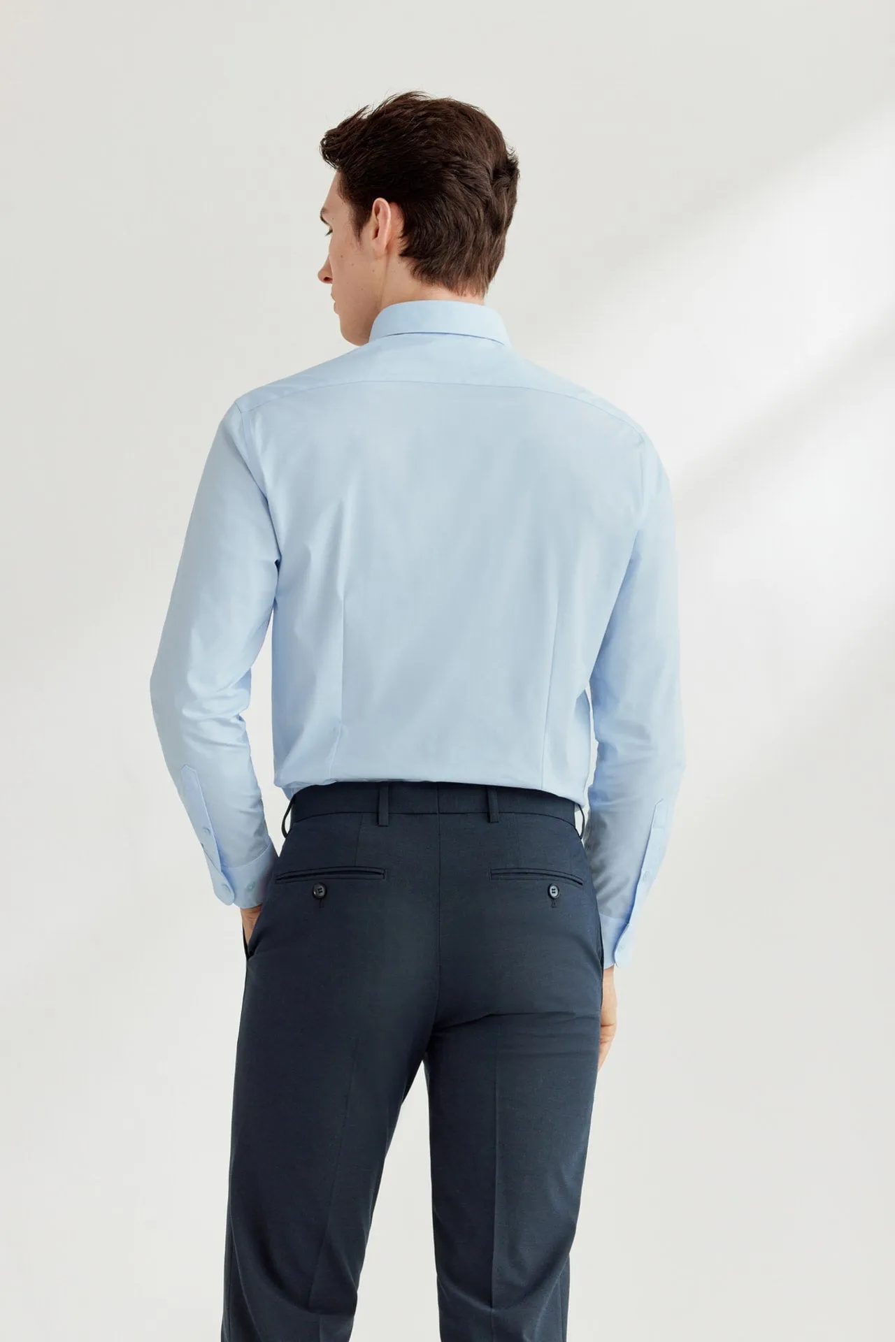 Easy Care Stretch Poplin Shirt in Smart Fit Classic Collar