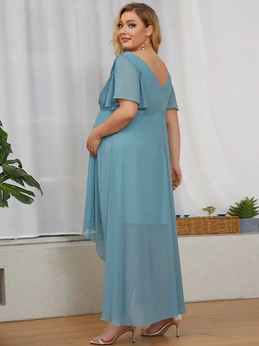 Easy Flow Flutter Sleeve Floor-Length Plus Size Maternity Dress