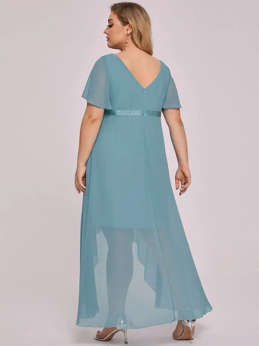 Easy Flow Flutter Sleeve Floor-Length Plus Size Maternity Dress