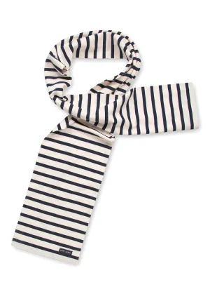 Eve striped scarf - in light cotton (ECRU/MARINE)