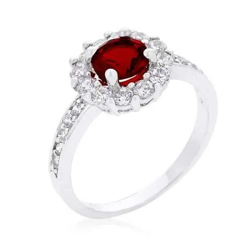 Garnet Halo Engagement Ring