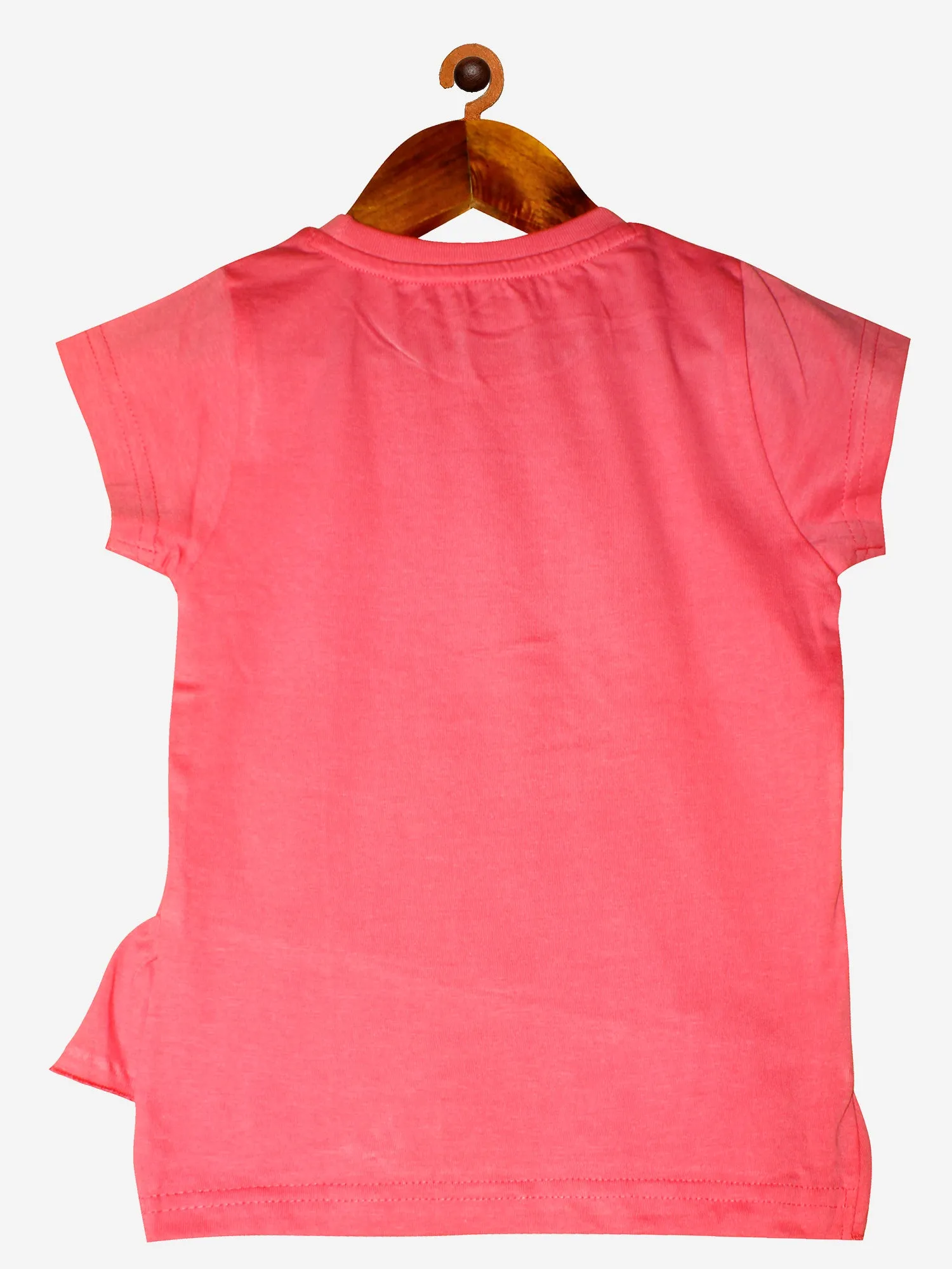 Girls Cotton T-Shirt with print and frilled hem