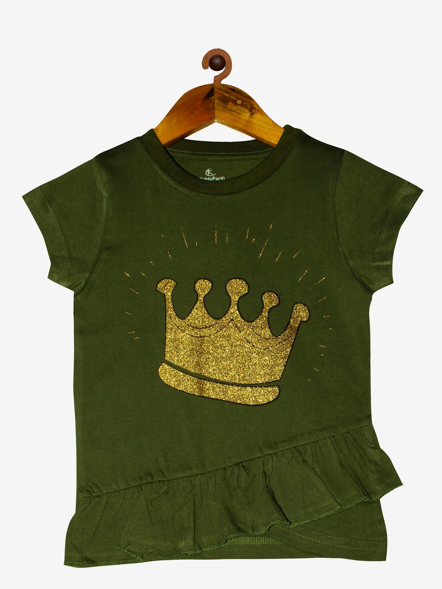 Girls Cotton T-Shirt with print and frilled hem