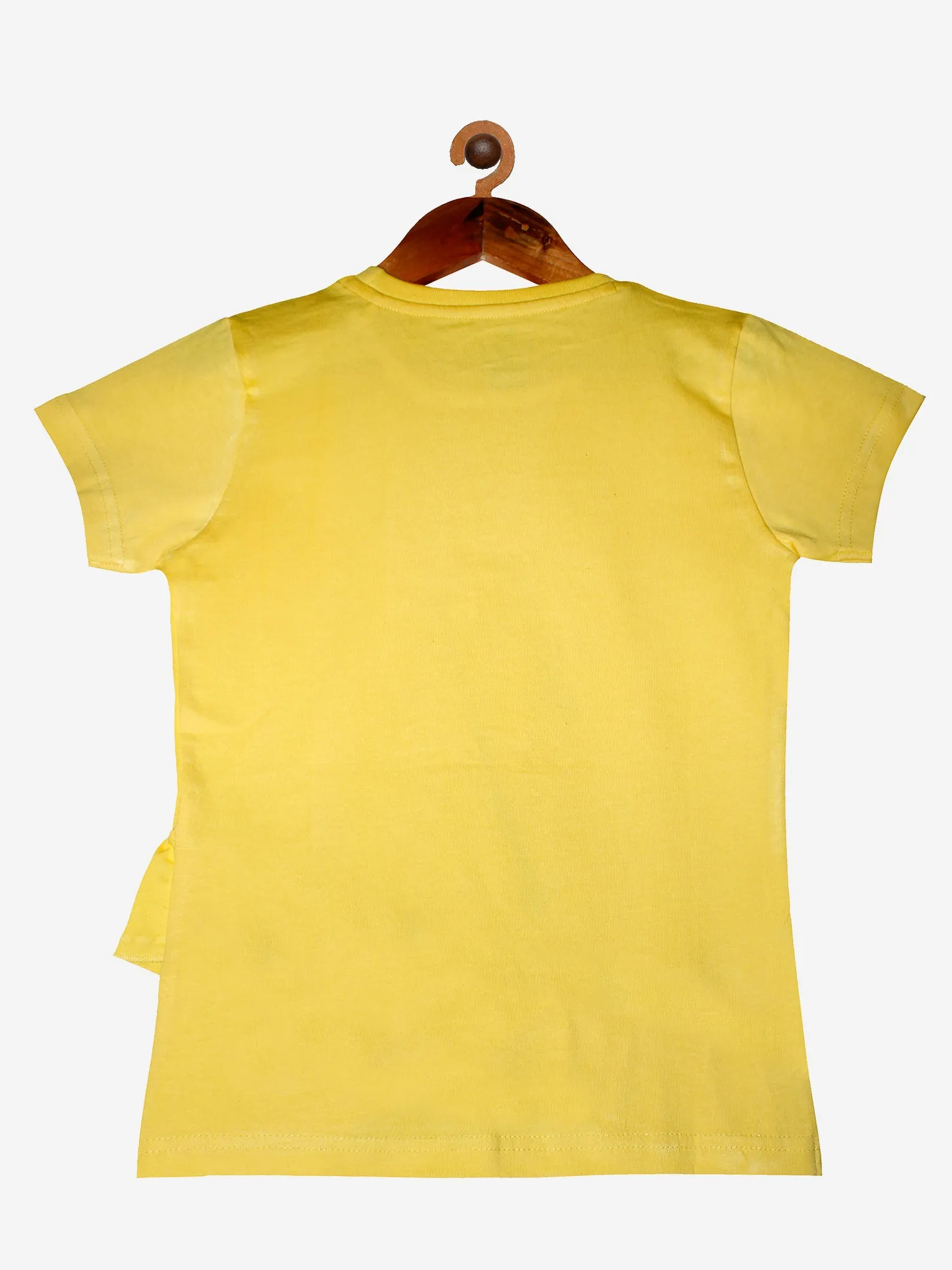 Girls Cotton T-Shirt with print and frilled hem