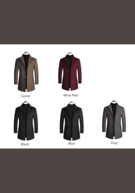 High Quality Men Coats Autumn Winter Solid Color Men's Wool Jacket