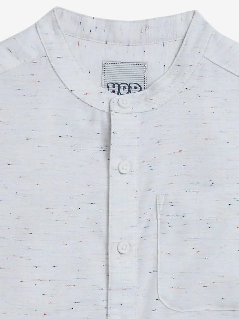 HOP Kids White Self-Patterned Shirt