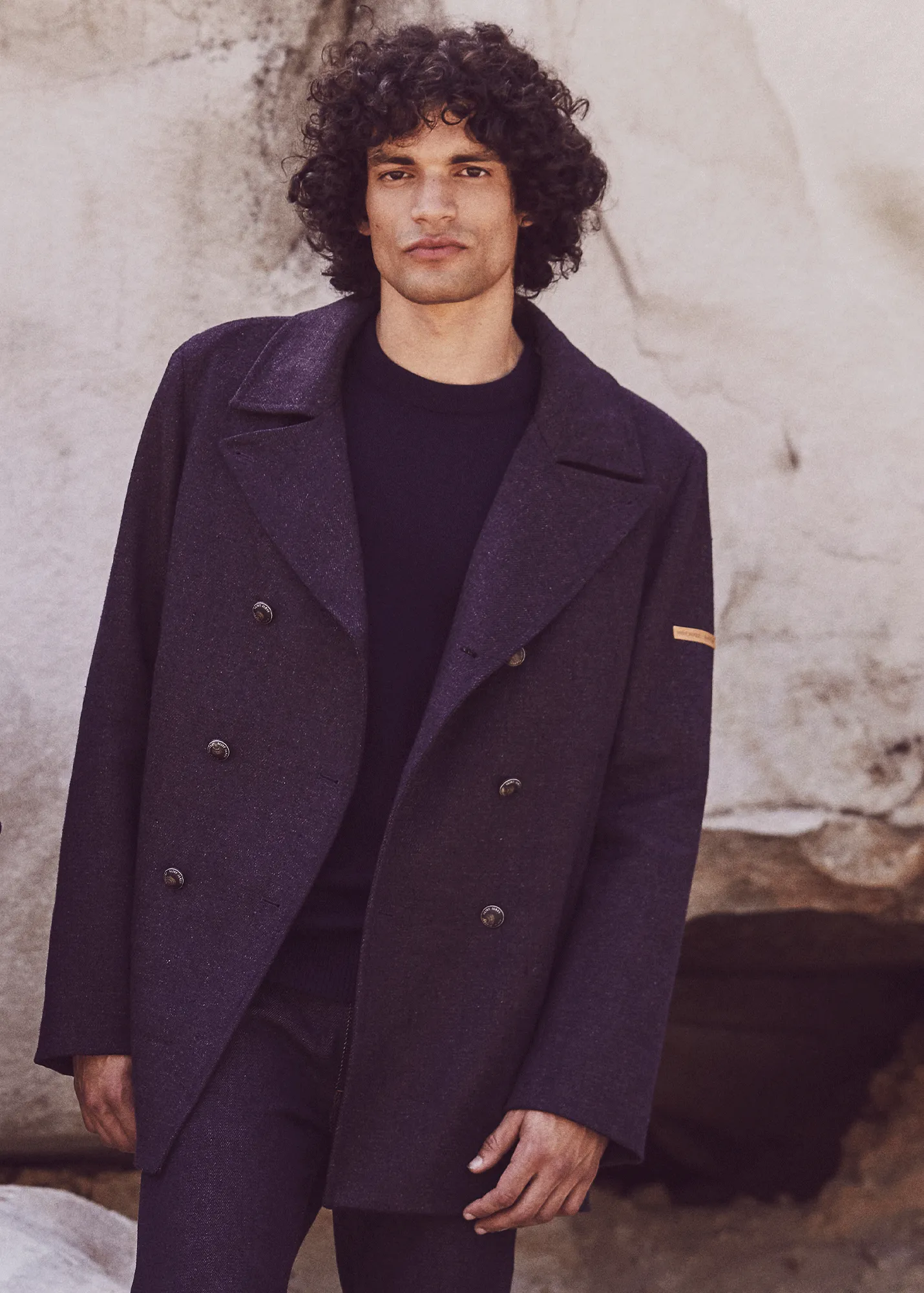 Héritage peacoat for men in Merino wool - SAINT JAMES x Atelier Tuffery (INDIGO/CHANVRE)