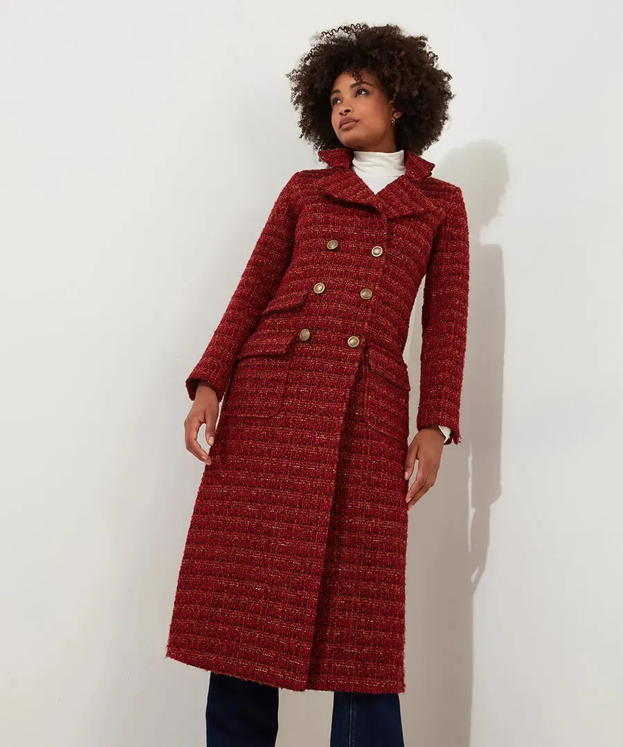 Joe Browns 10 Burnt Orange Maya Tweed Maxi Coat