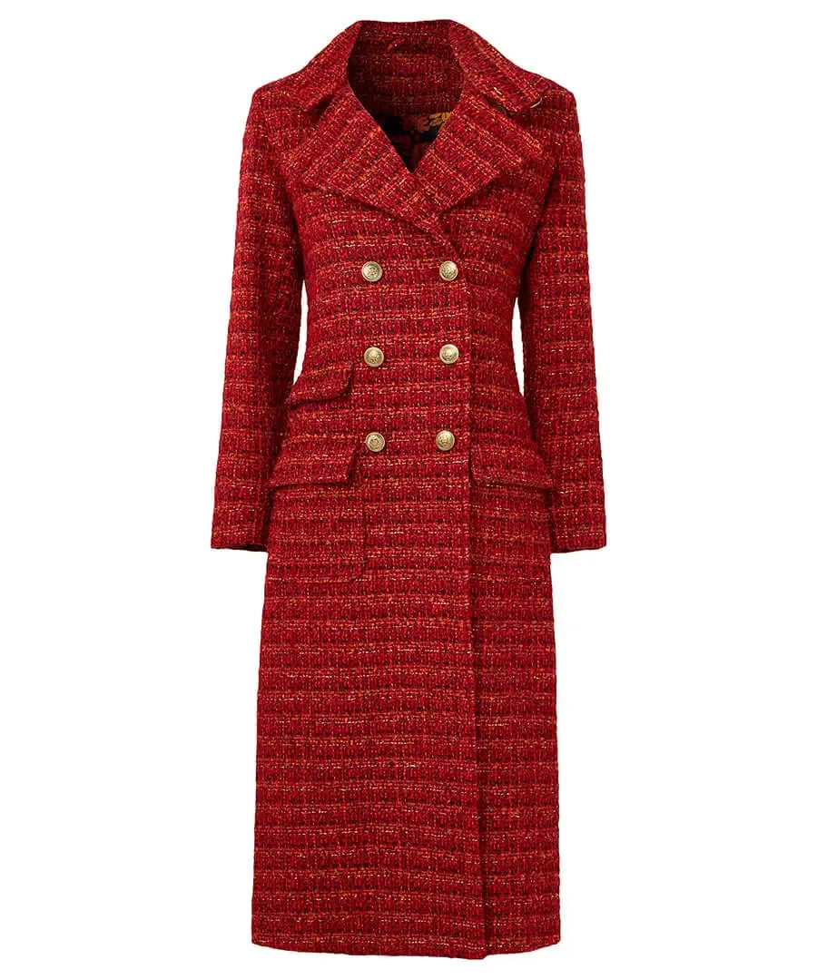 Joe Browns 10 Burnt Orange Maya Tweed Maxi Coat