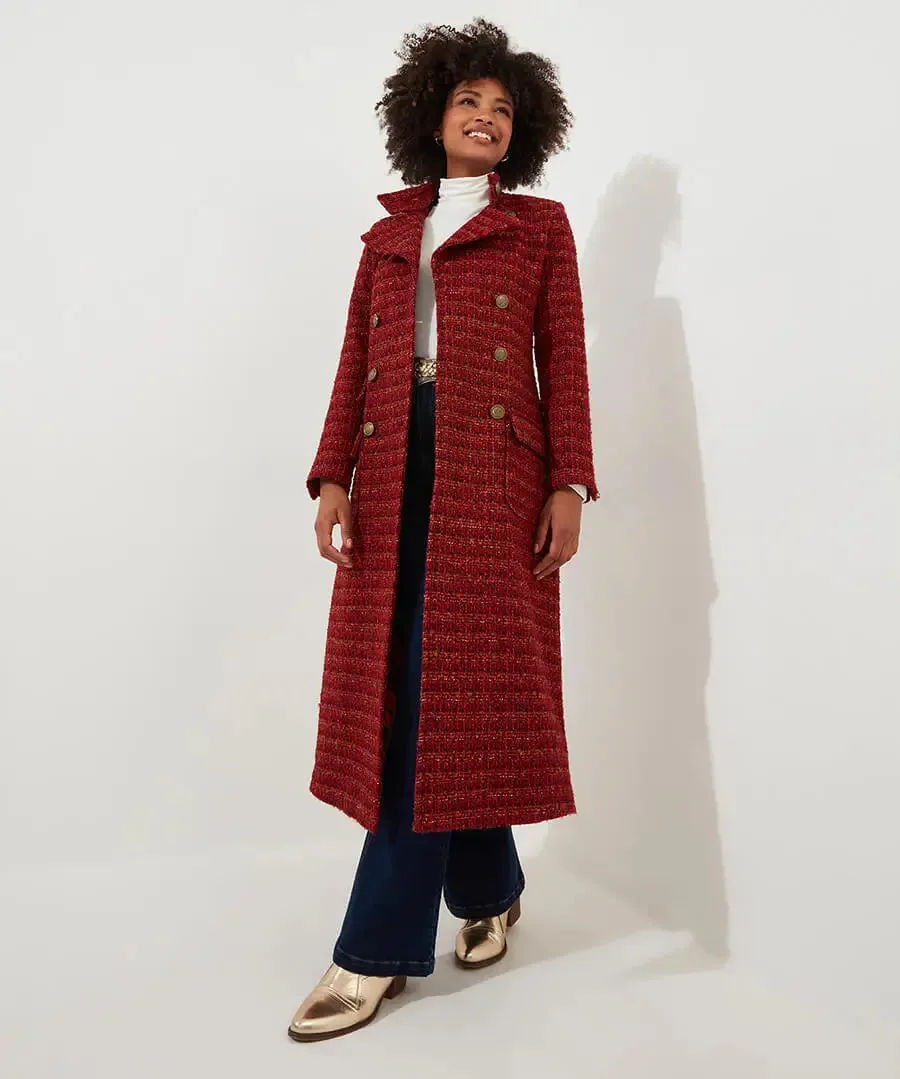 Joe Browns 10 Burnt Orange Maya Tweed Maxi Coat