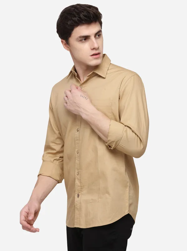 Khaki Smart Fit Solid Casual Shirt | Greenfibre