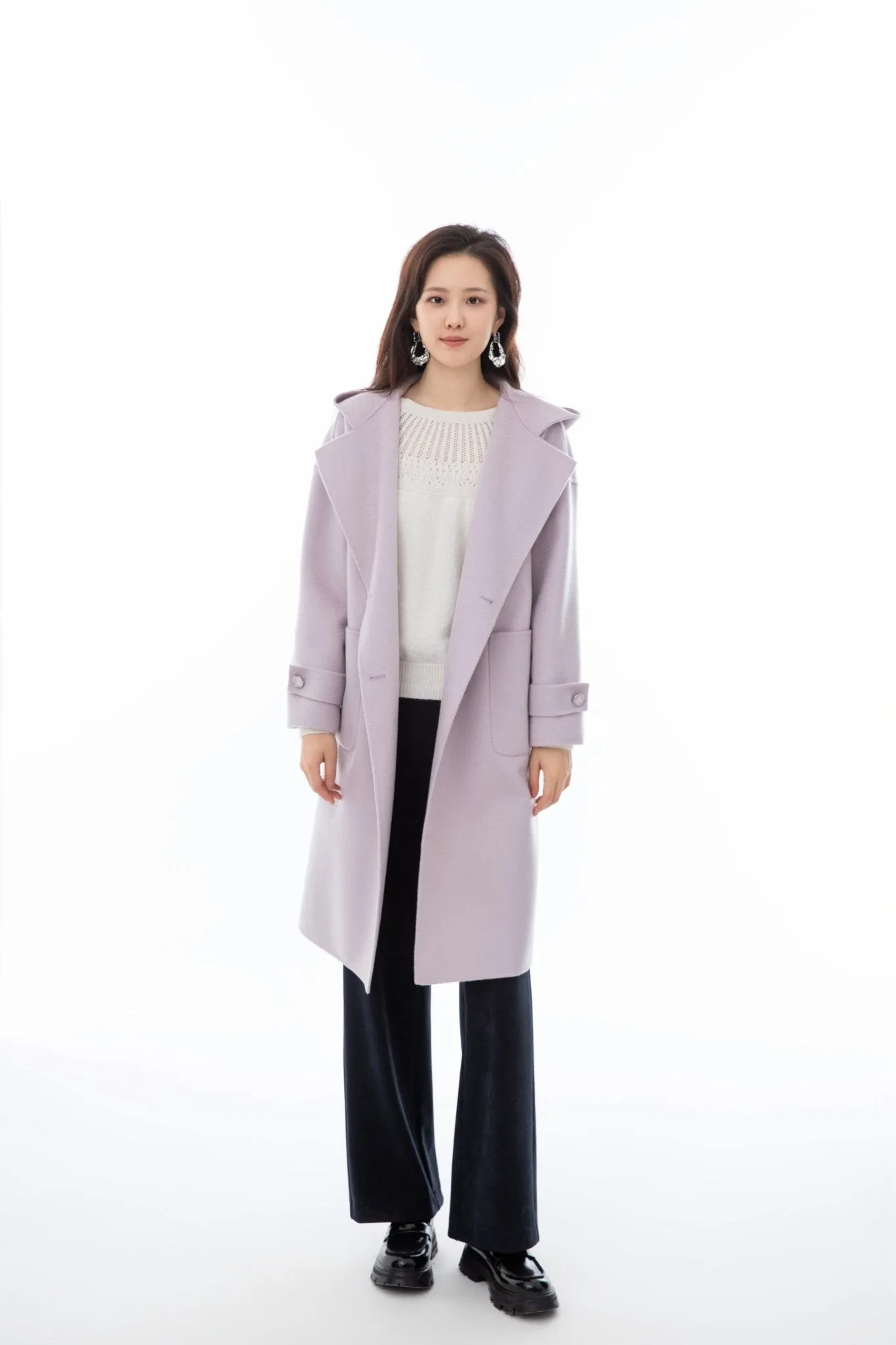 Lavender Wool Hooded Overcoats